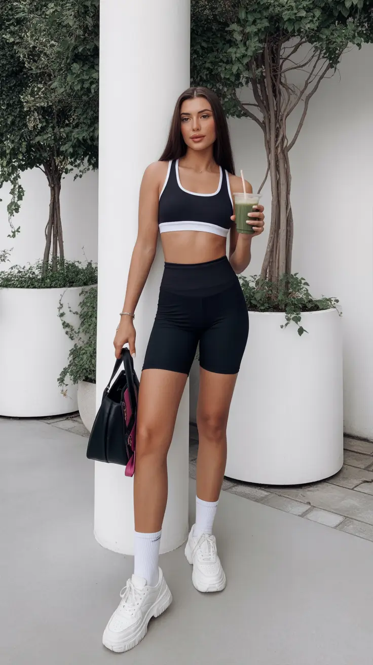 cute-workout-outfits-spring Monochrome Black with Elevated Minimalism