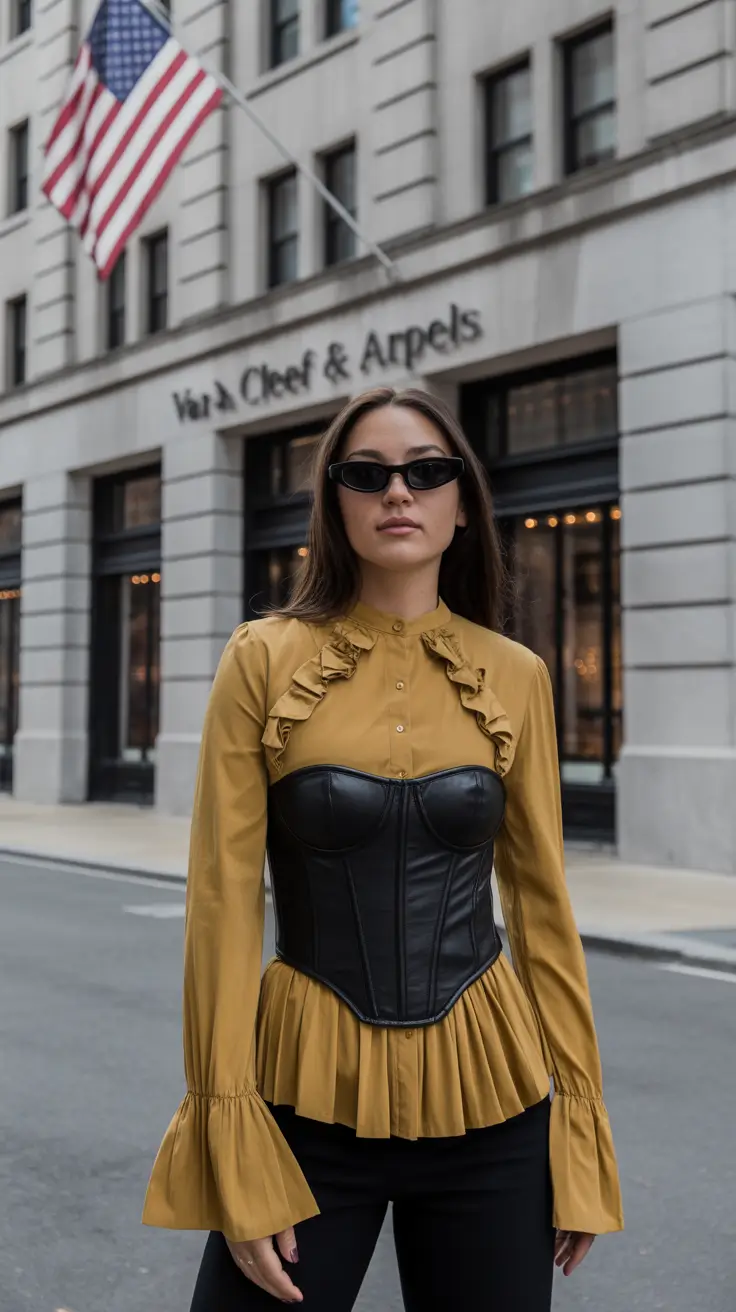 fashionable spring outfits 2026 trends Romantic Structure With A Dark-Edged Twist