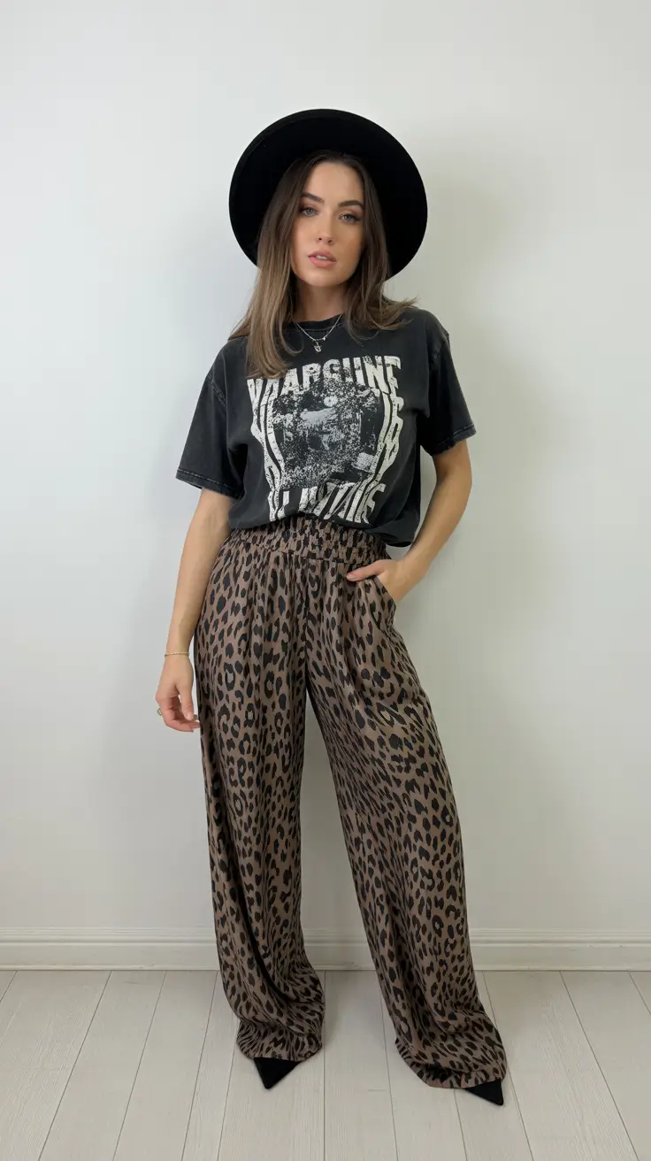 fashionable spring outfits 2026 trends Edgy Comfort With A Wild-Print Attitude