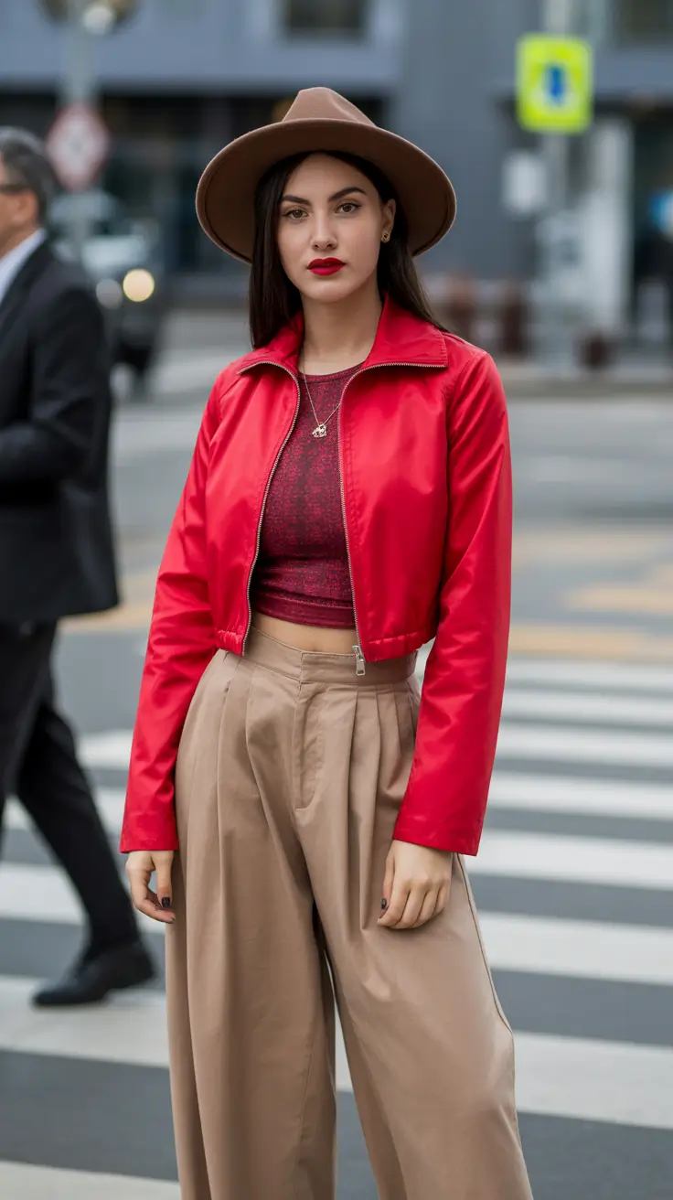 fashionable spring outfits 2026 trends Chic Red Layers With Statement Spring Energy