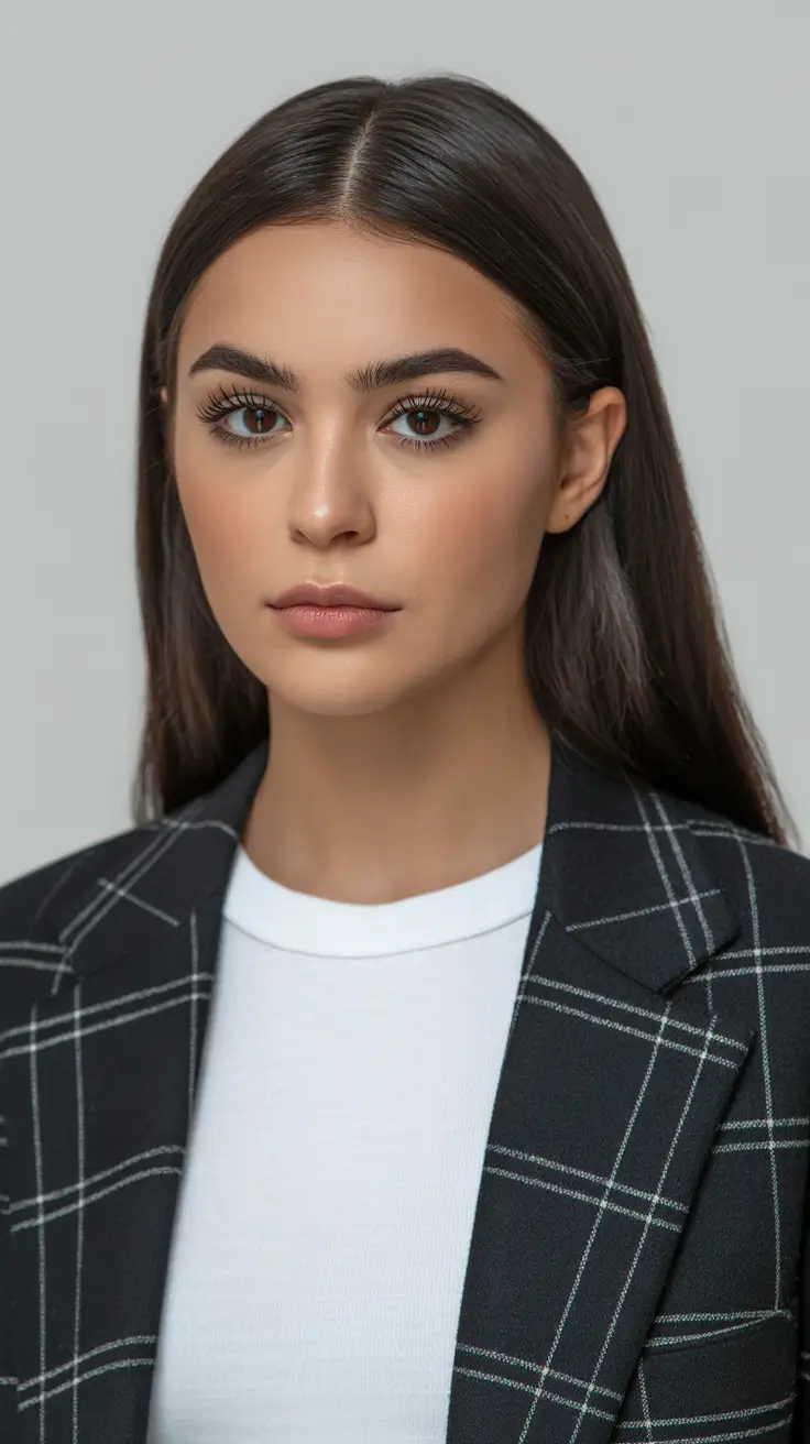 February Haircut Ideas 2026 Pin-Straight Brunette With Sleek Winter Shine