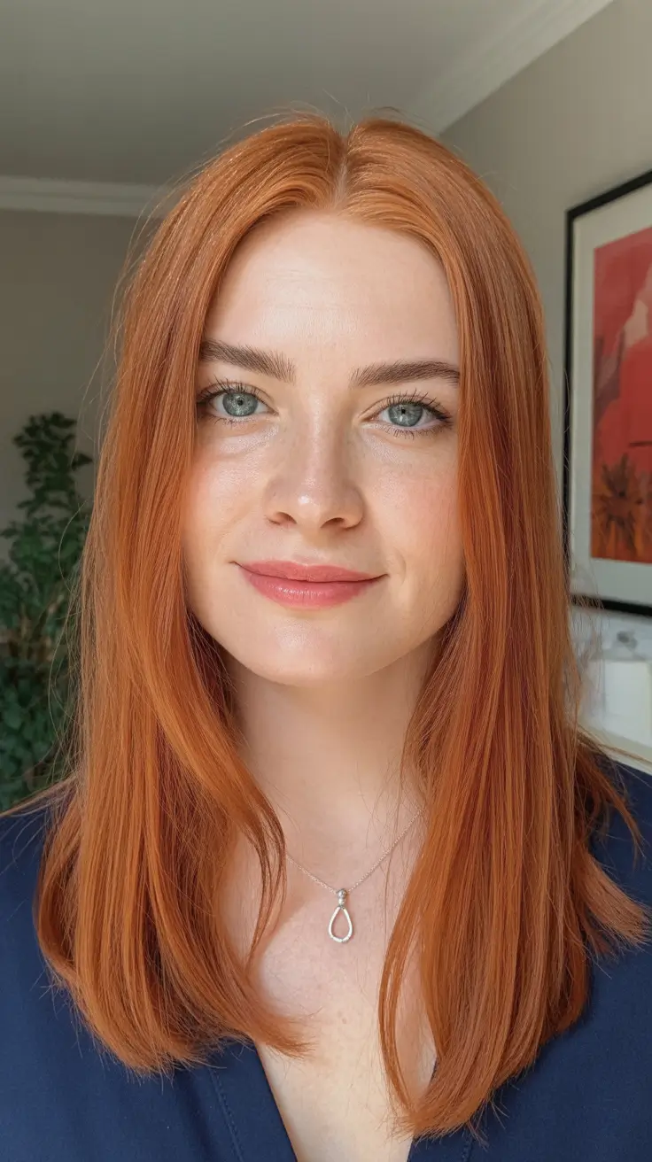 february haircut ideas 2026 Warm Ginger Midi Cut