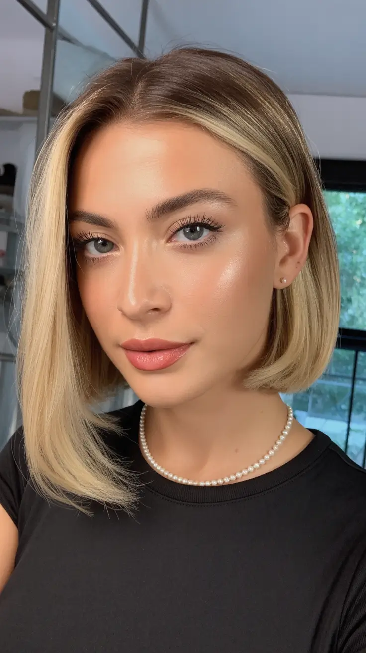 february haircut ideas 2026 Classic Blunt Bob With Soft Contrast