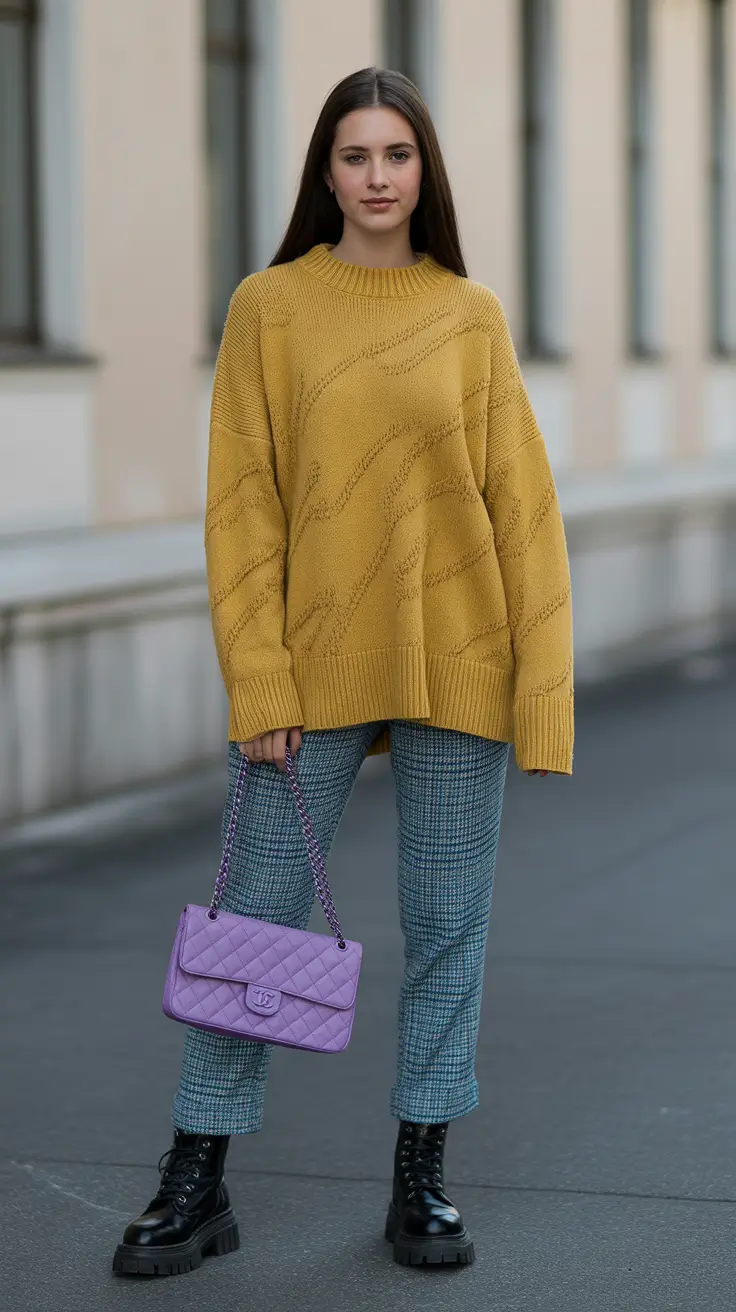 February-outfits-ideas-2026 Soft Mustard Knit With Cool-Toned Accents