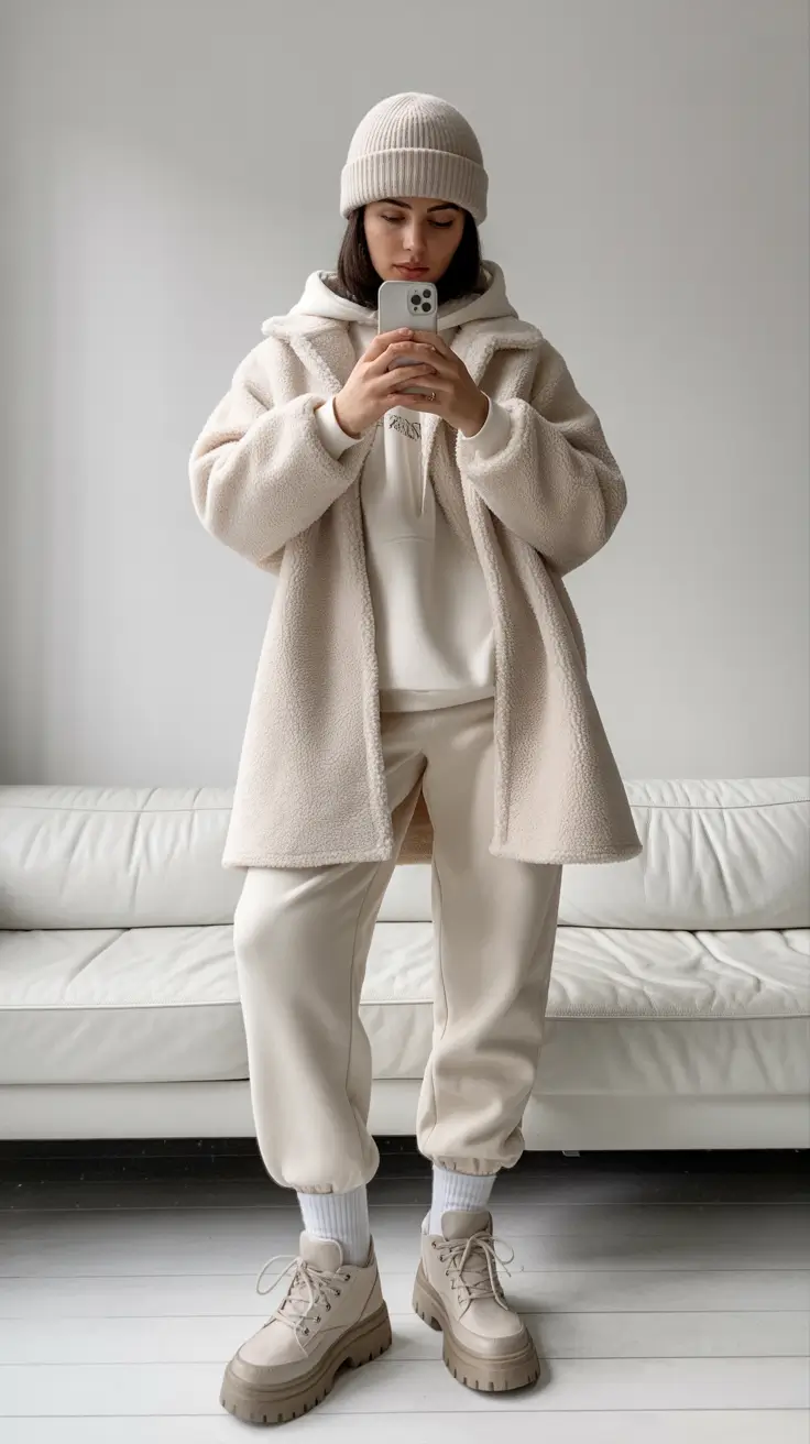 February-outfits-ideas-2026 Soft Monochrome Comfort for Calm Winter Mornings