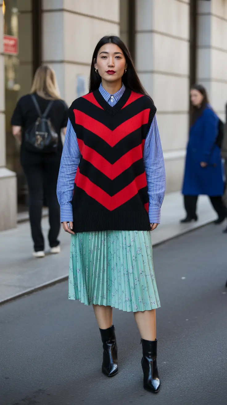 stylish london spring outfit 2026 Layered Preppy Textures for a Smart London Spring Mix