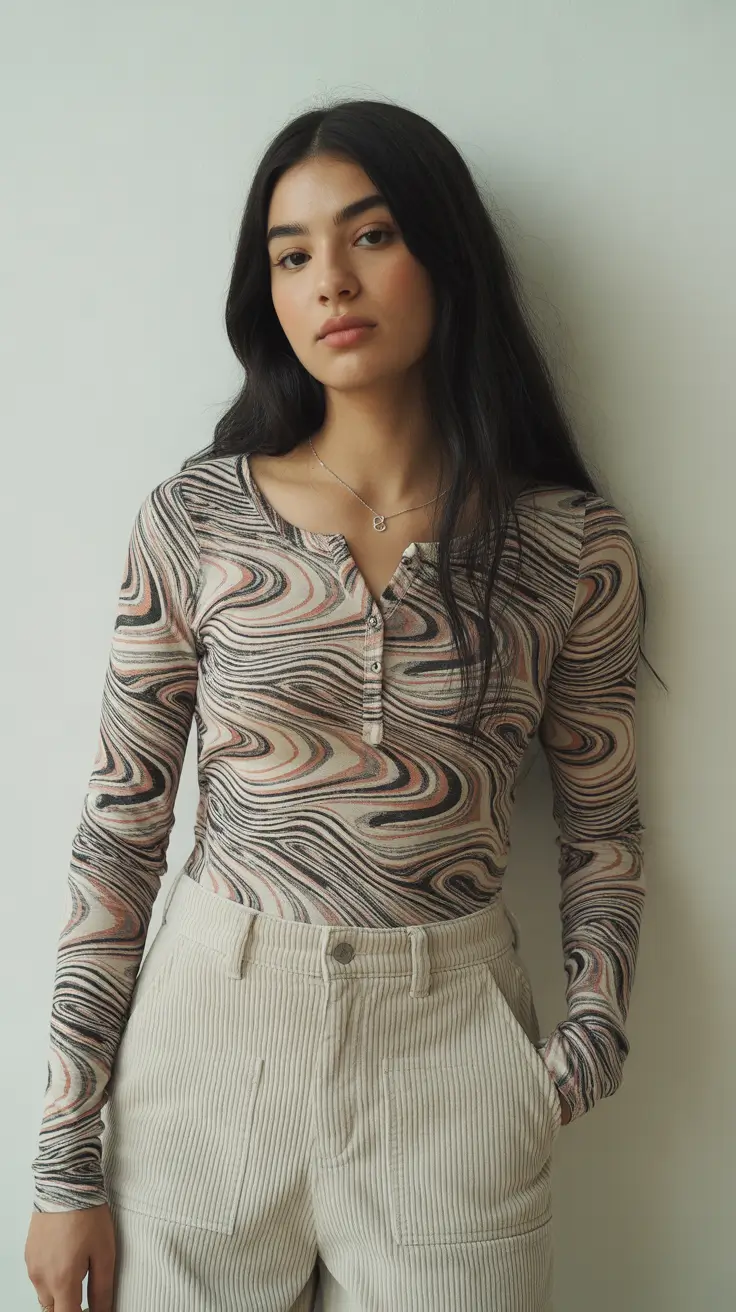 midsize spring outfits 2026 Earthy Swirls and Soft Neutrals