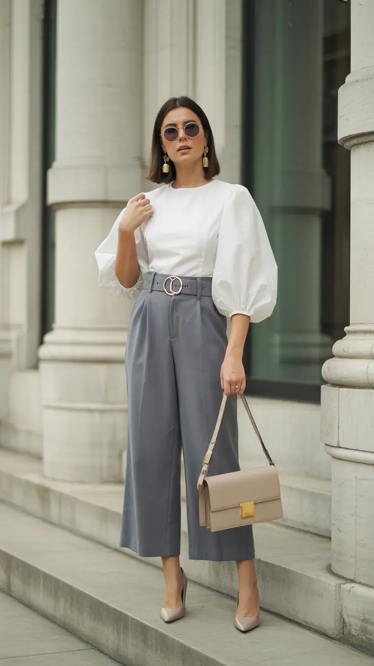 old money spring outfits 2026 Crisp Volume and Tailored Cropped Trousers
