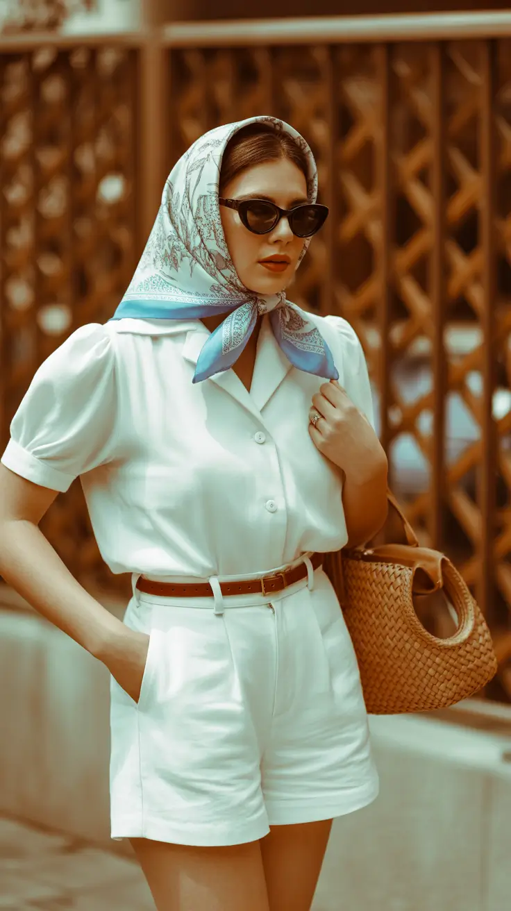 old money spring outfits 2026 Timeless White Linen with a Heritage Silk Scarf
