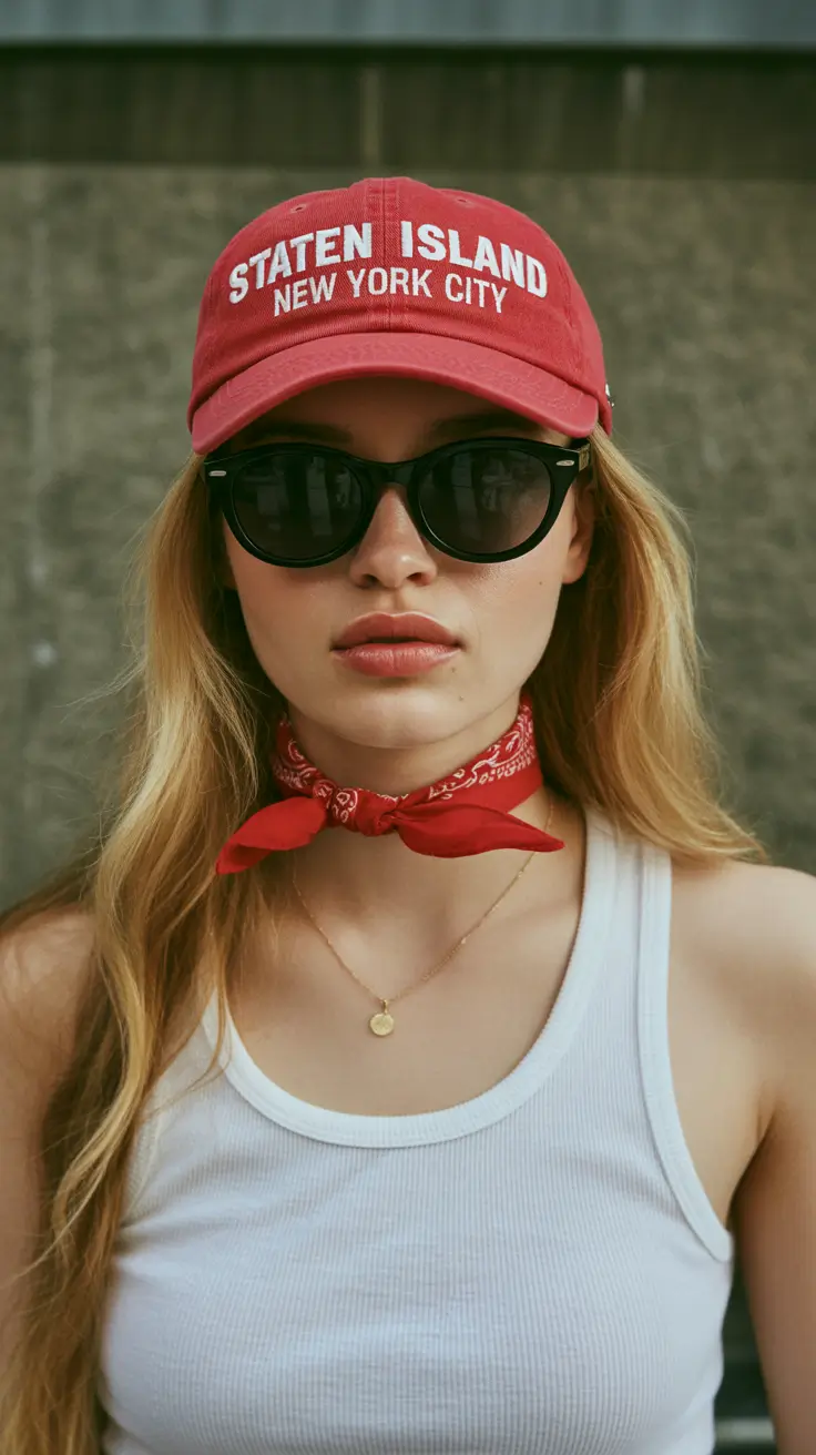 trendy spring outfit with a stylish cap 2026 Bold Red Accents With a Classic City Spirit