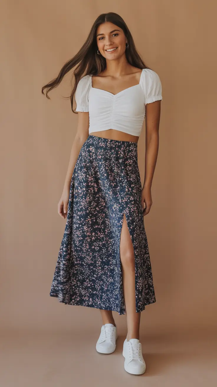 spring skirt outfits 2026 Soft Meadow Florals With Relaxed Spring Energy
