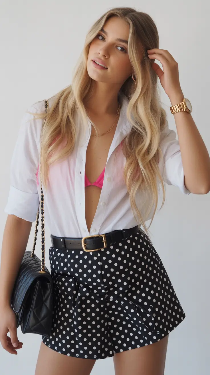spring skirt outfits 2026 Polka-Dot Chic With Playful Spring Boldness