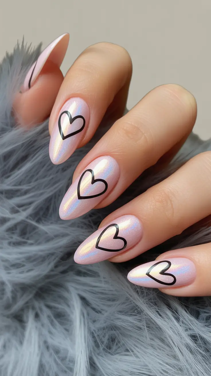 spring nail art 2026 Pink Heart Design