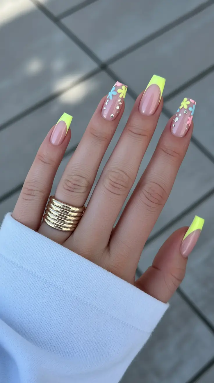 best spring nail art 2026 Floral Ring Finger Design