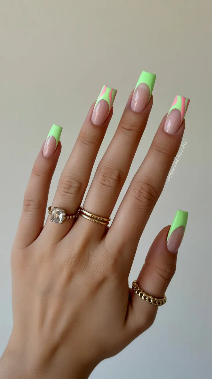 best spring nail art 2026 Graphic Green Design