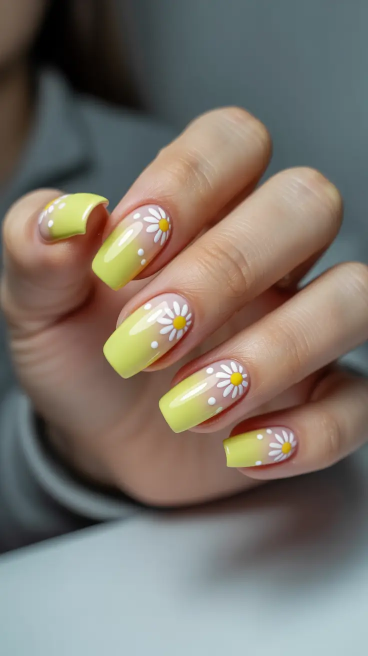 spring nail art 2026 Yellow Floral Design