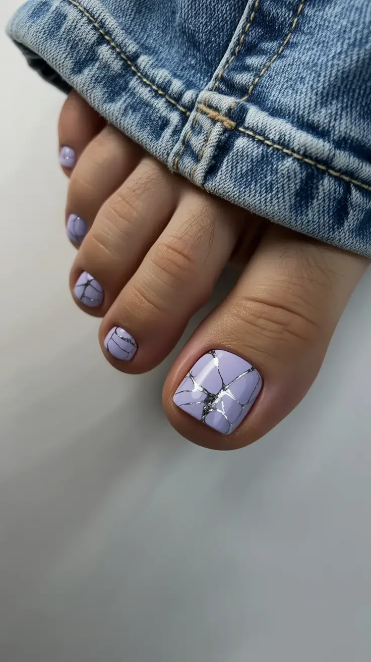 best spring toe nails 2026 Lilac Marble Lines Spring Statement Toes