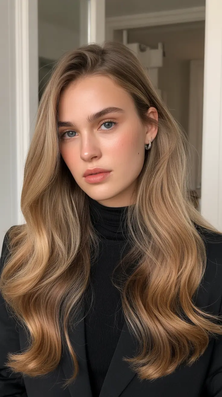 chic spring blonde hair color styles 2026 Soft Sand-Brunette Blonde Melt