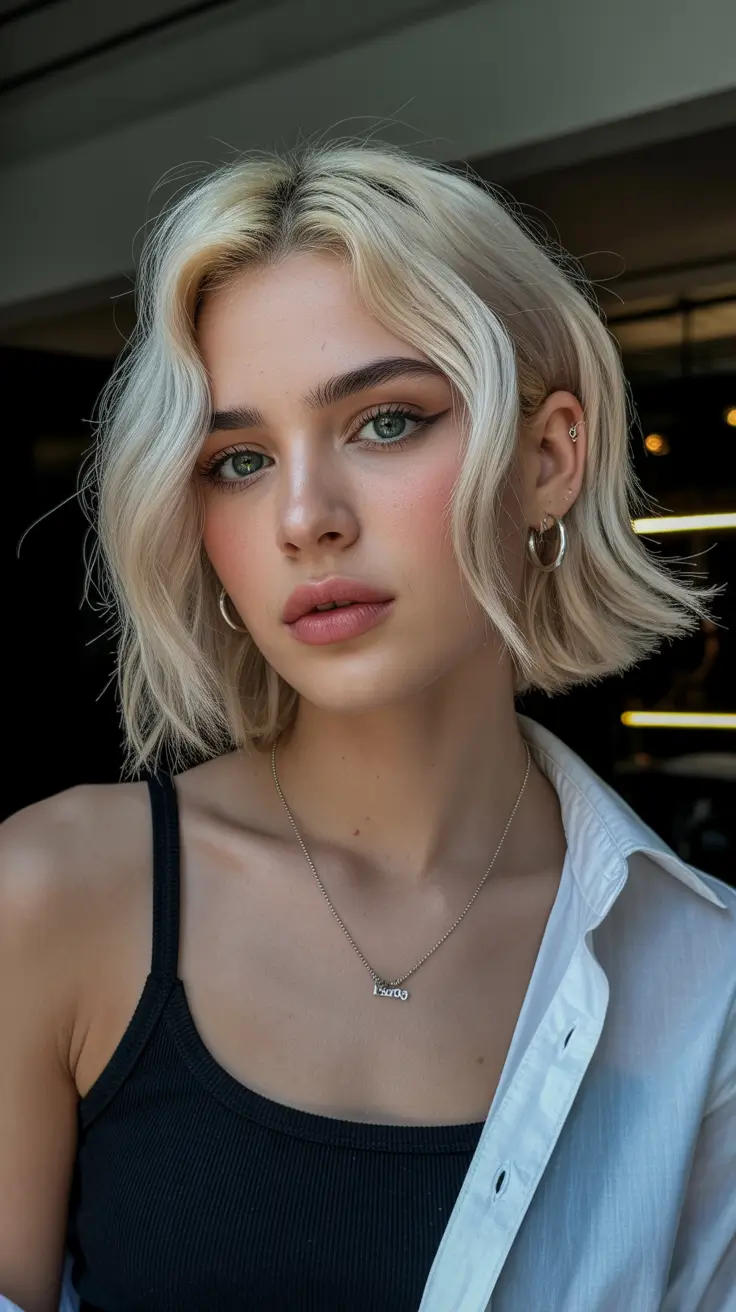 chic spring blonde hair color styles 2026 Effortless Short Milk-Blonde Bob