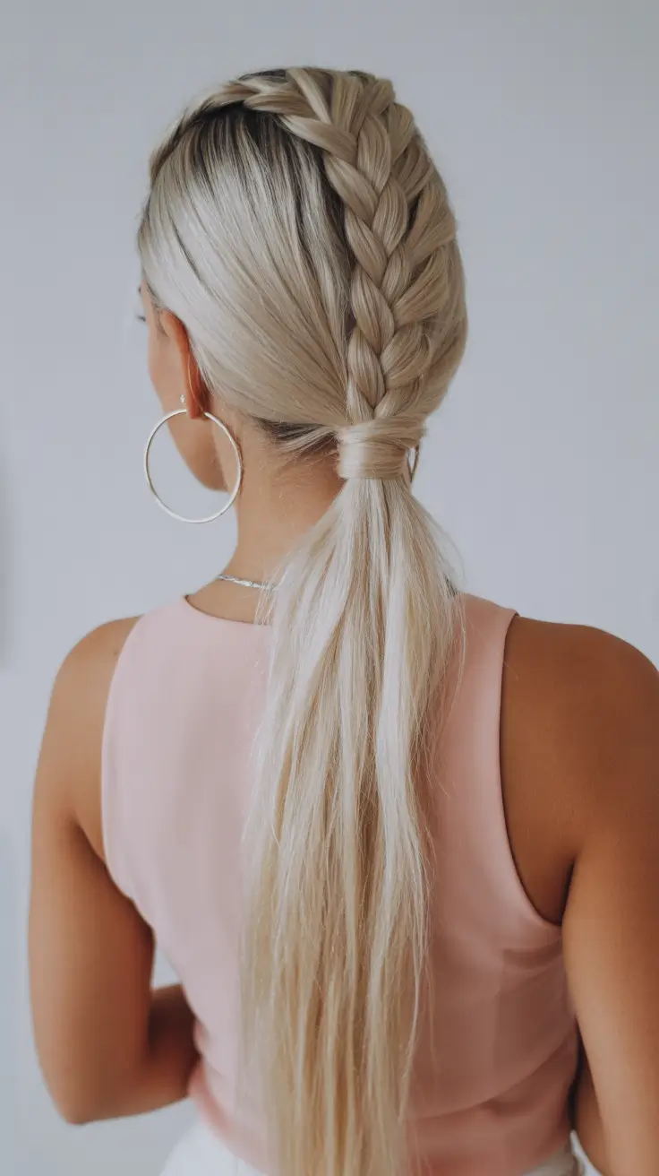 spring braids hairstyles 2026 Blonde French Braid Wrapped Ponytail
