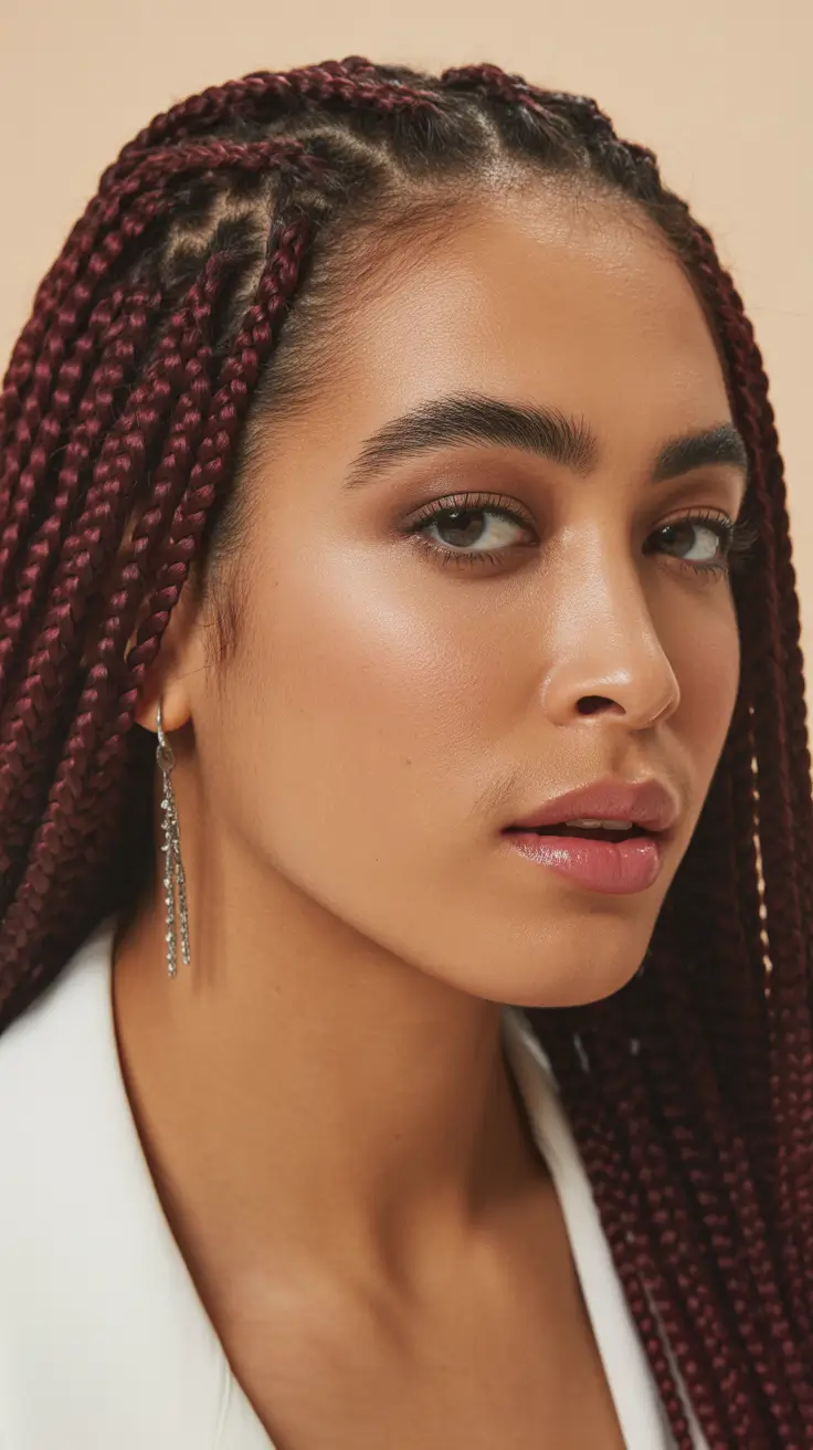spring braids hairstyles 2026 Burgundy Knotless Braids