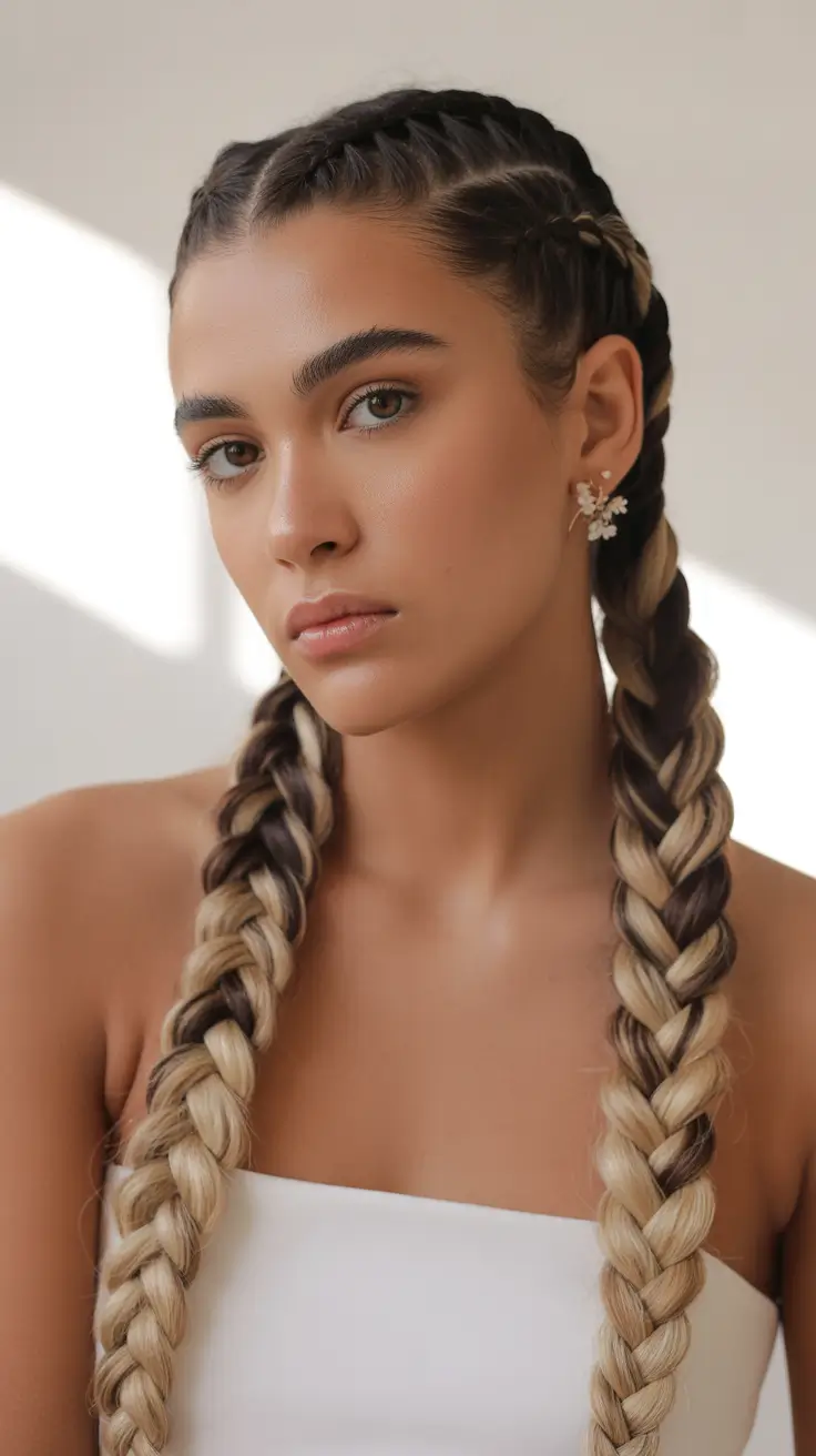 spring braids hairstyles 2026 Blonde Contour Braids With Soft Spring Contrast