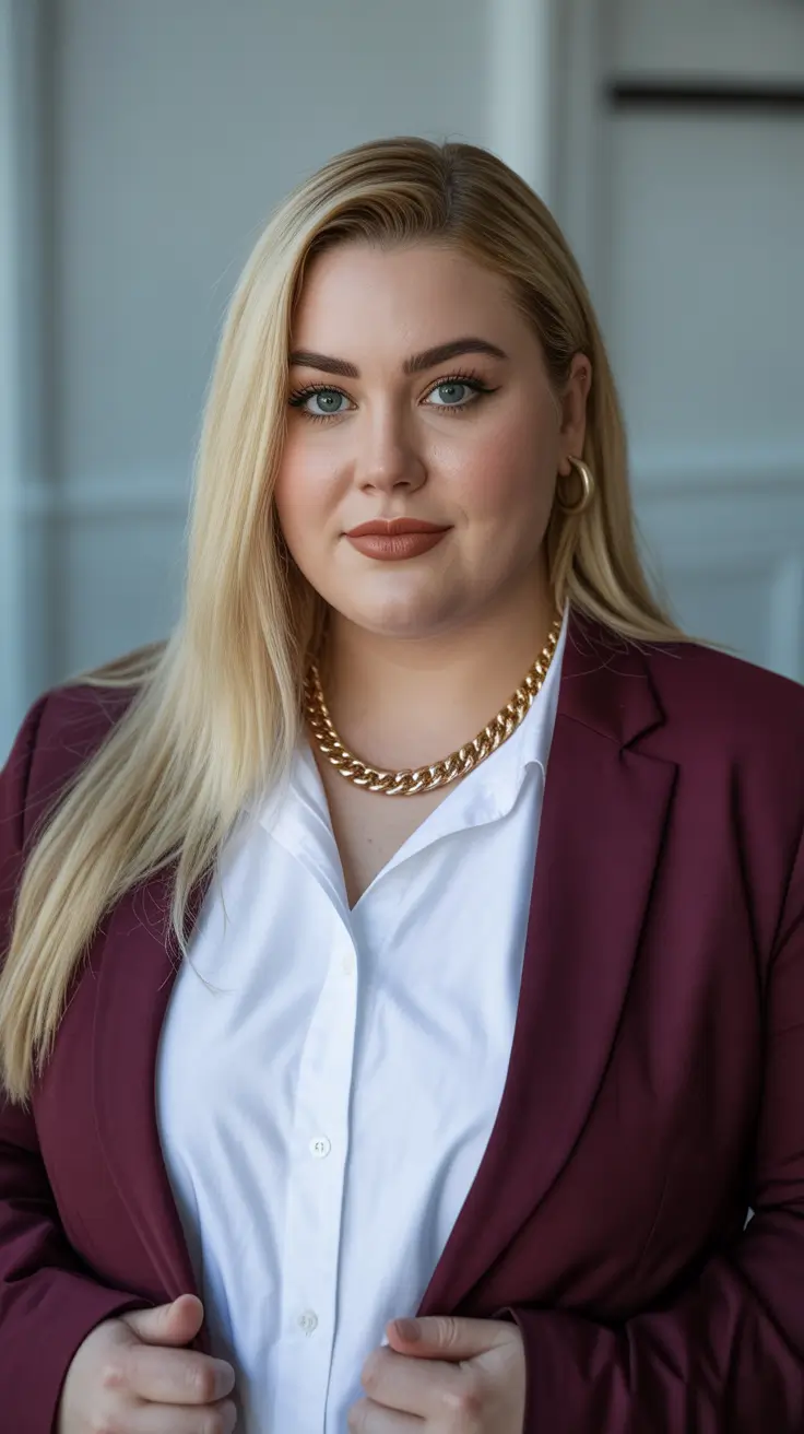 spring haircuts for plus size women Classic Long Blonde Layers with a Polished Finish