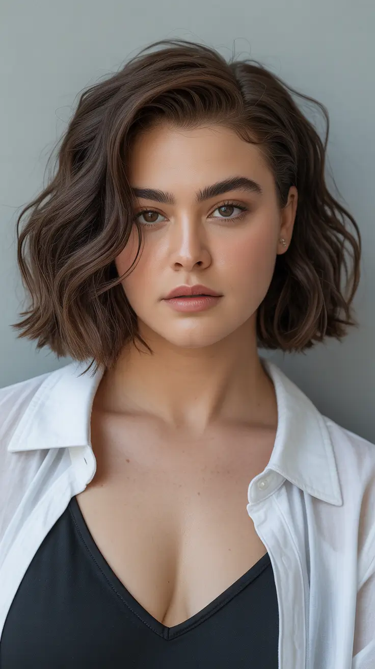 spring haircuts for plus size women Textured Tousled Bob with Natural Depth