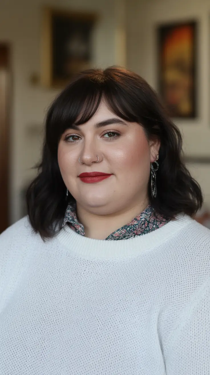 spring haircuts for plus size women Soft Textured Bob with Wispy Fringe