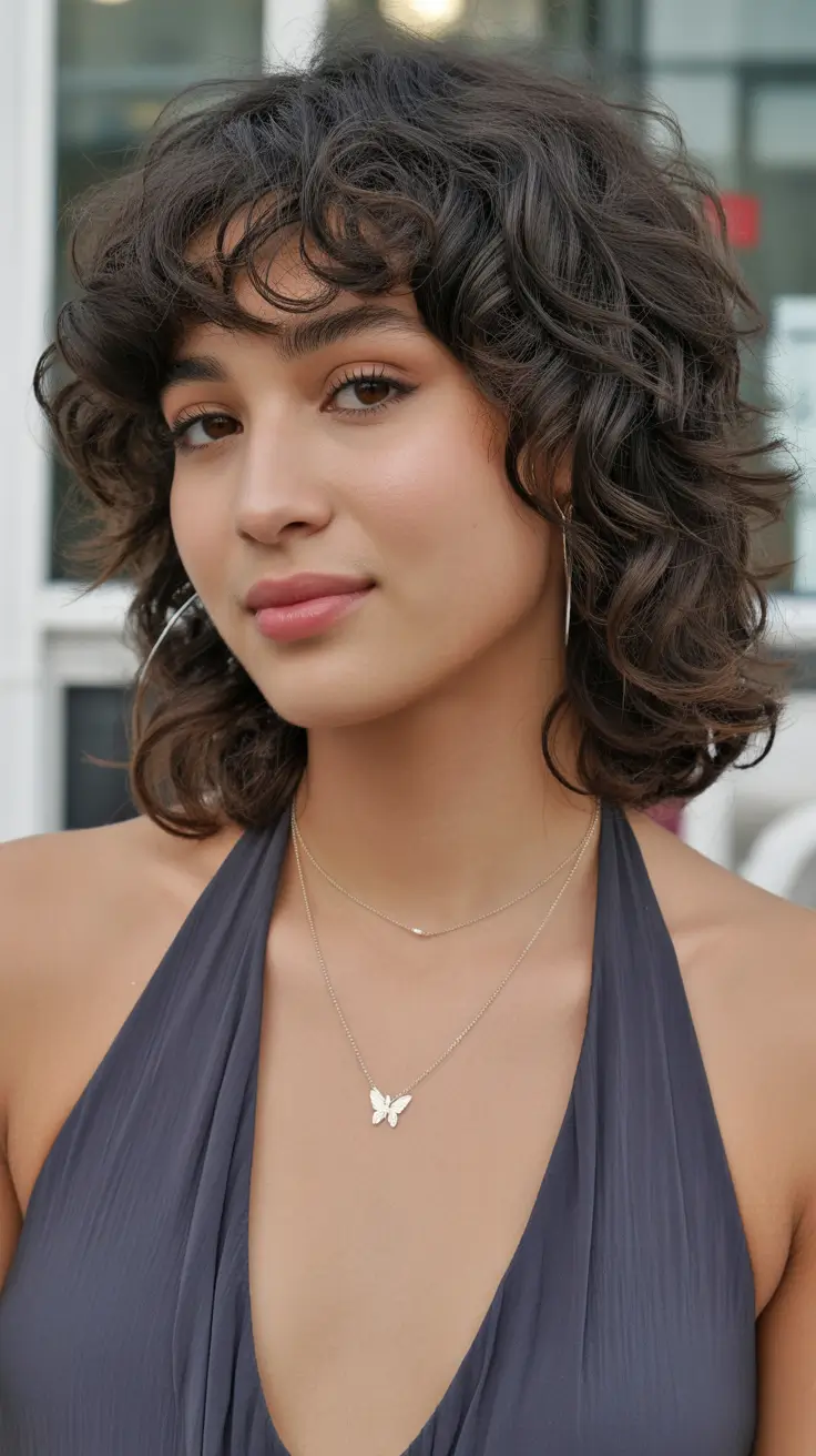 spring short hairstyles 2026 Soft Curly Bob With Airy Fringe