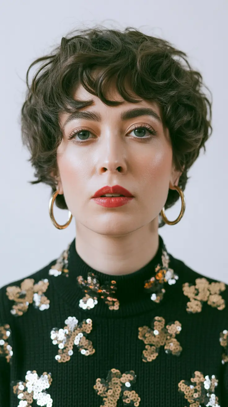 spring short hairstyles 2026 Curly Sculpted Pixie With Round Silhouette