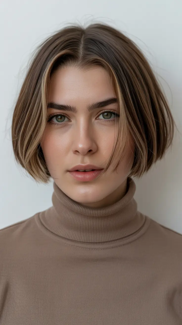 spring short hairstyles 2026 Classic Center-Part Bob With Sleek Texture
