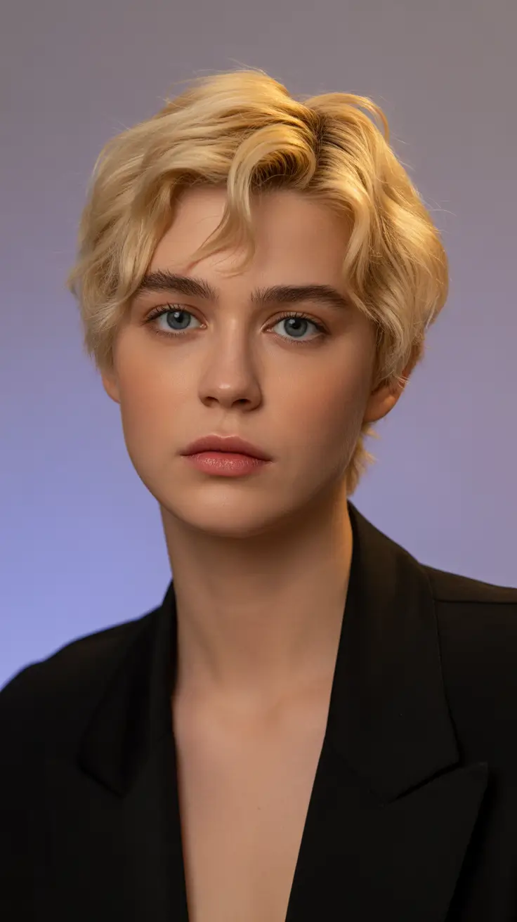 spring short hairstyles 2026 Soft Wavy Blonde Crop With Gentle Movement