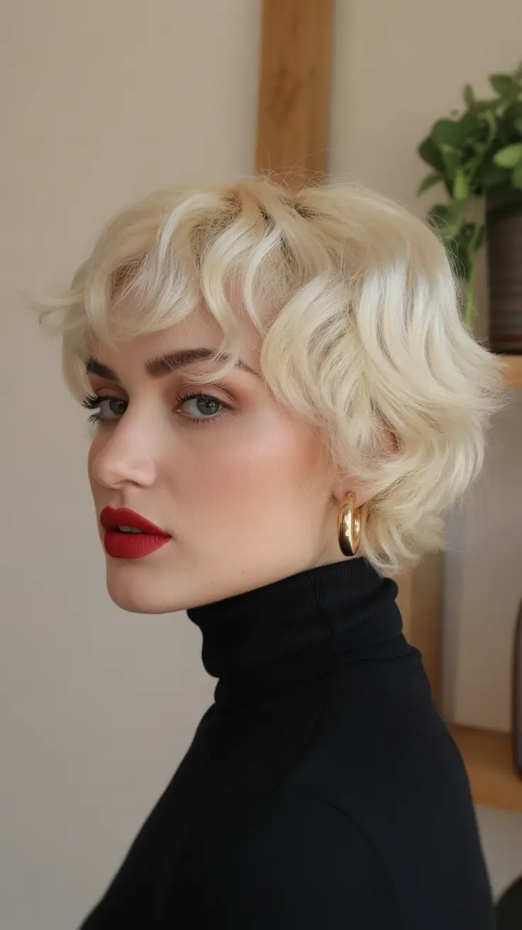 spring short hairstyles 2026 Voluminous Platinum Waves With Sculpted Ends