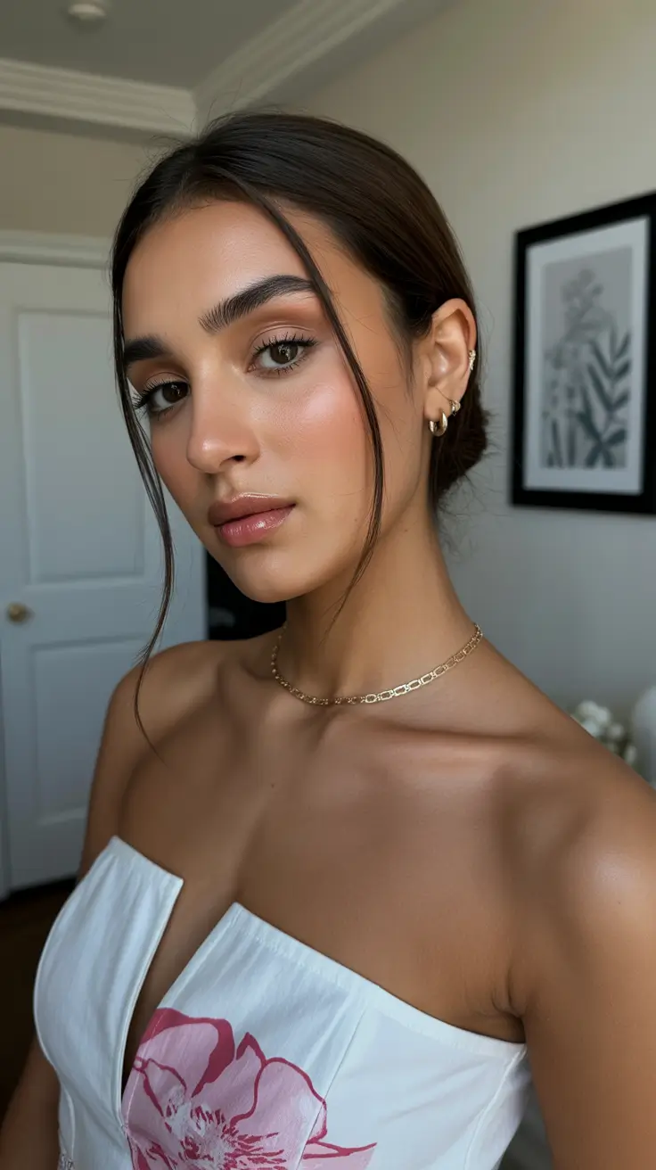 spring brunette hair color 2026 Chic Low Bun Brunette for Minimalist Spring Moments