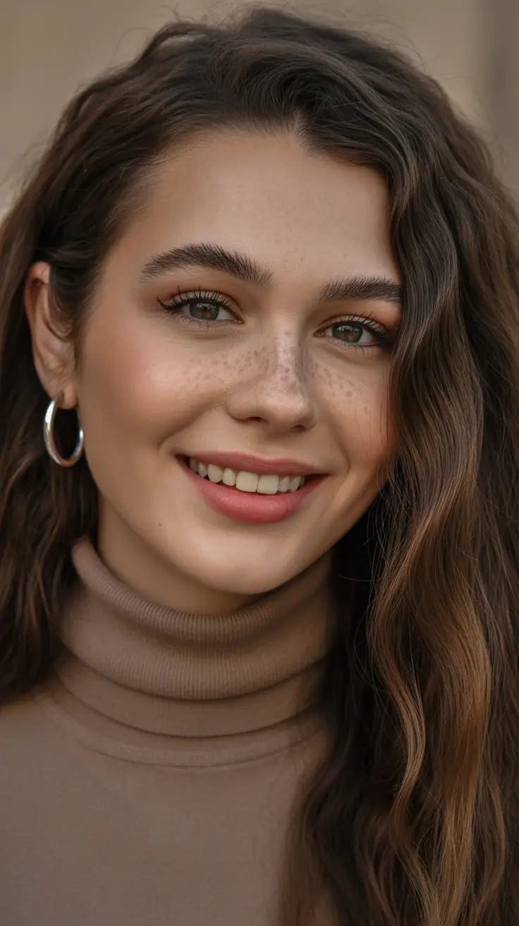 spring brunette hair color 2026 Soft Brunette Waves With Delicate Spring Warmth