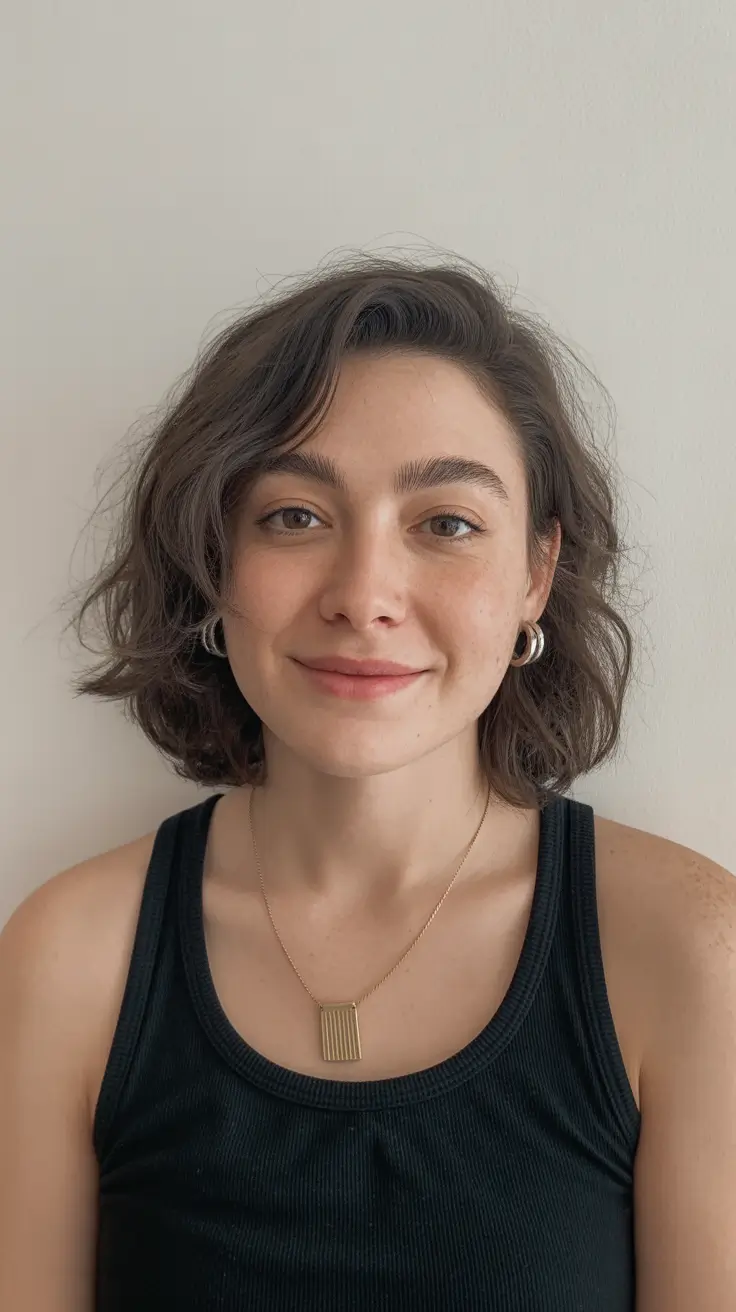 cute spring haircuts for round face shape 2026 Soft Textured Bob with Natural Movement