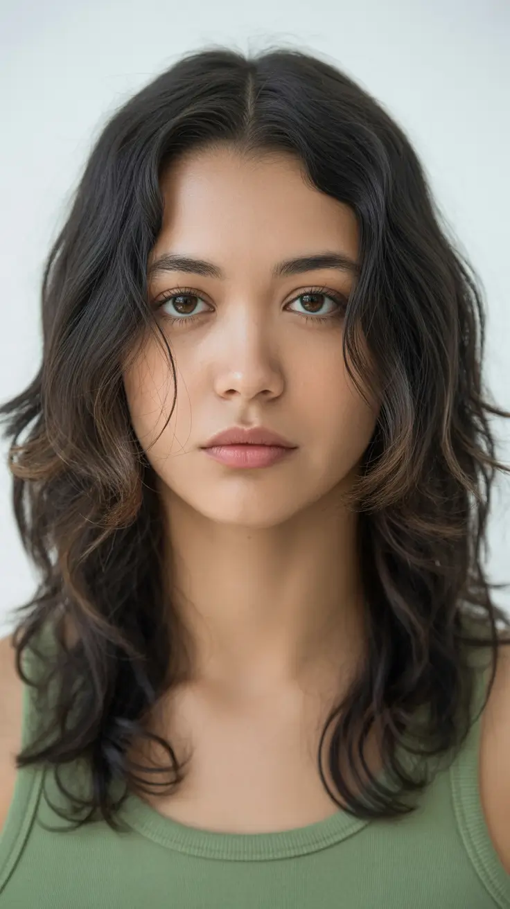 cute spring haircuts for round face shape 2026 Layered Shoulder-Length Waves with Dimensional Shaping