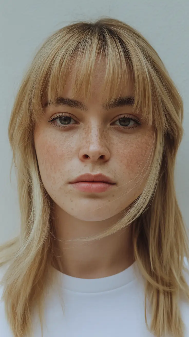 cute spring haircuts for round face shape 2026 Wispy Fringe with Airy Mid-Length Shaping