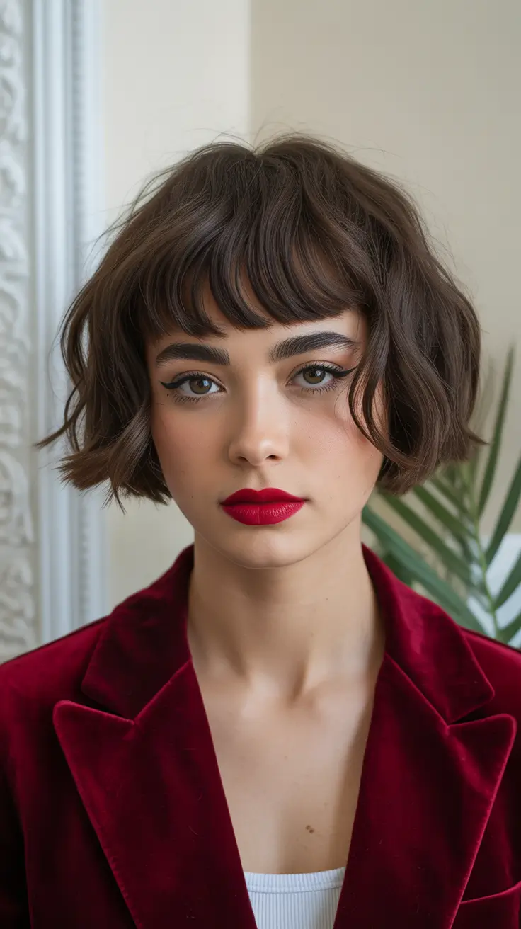 cute spring haircuts for round face shape 2026 Chic Short Bob with Soft Baby Bangs