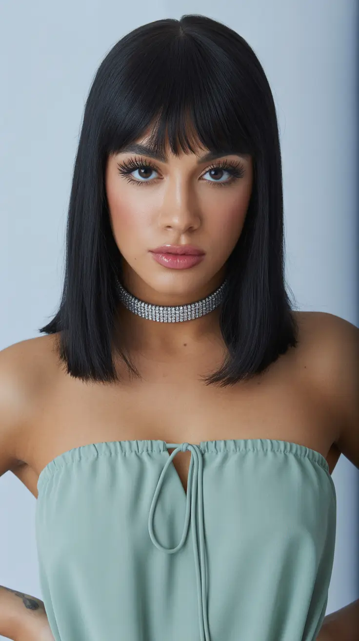 easy spring haircuts 2026 Blunt Medium Cut With Fringe