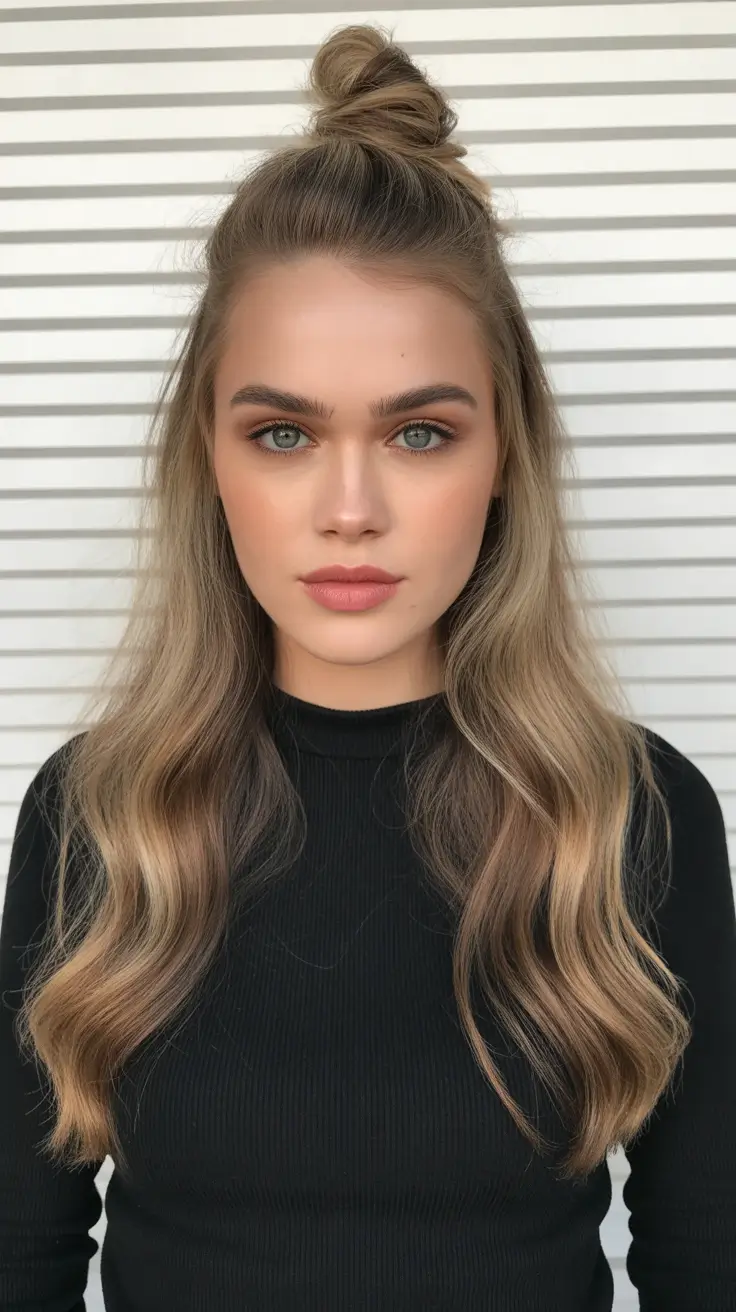 easy spring haircuts 2026 Half-Up Top Knot