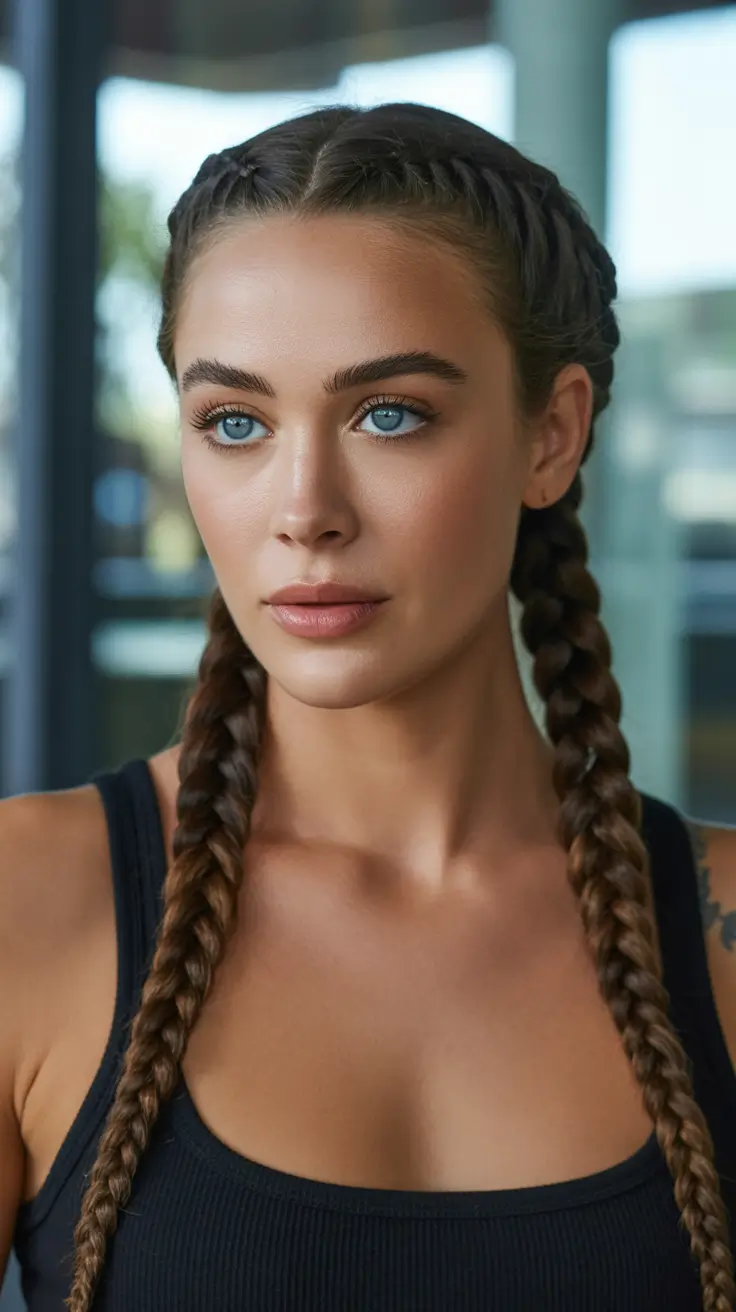 easy spring haircuts 2026 Double Braids With Clean Parting