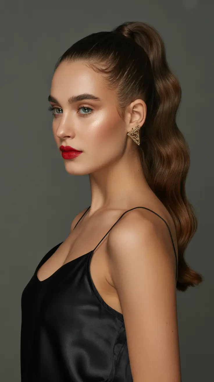 easy spring haircuts 2026 Polished High Pony With Soft Waves