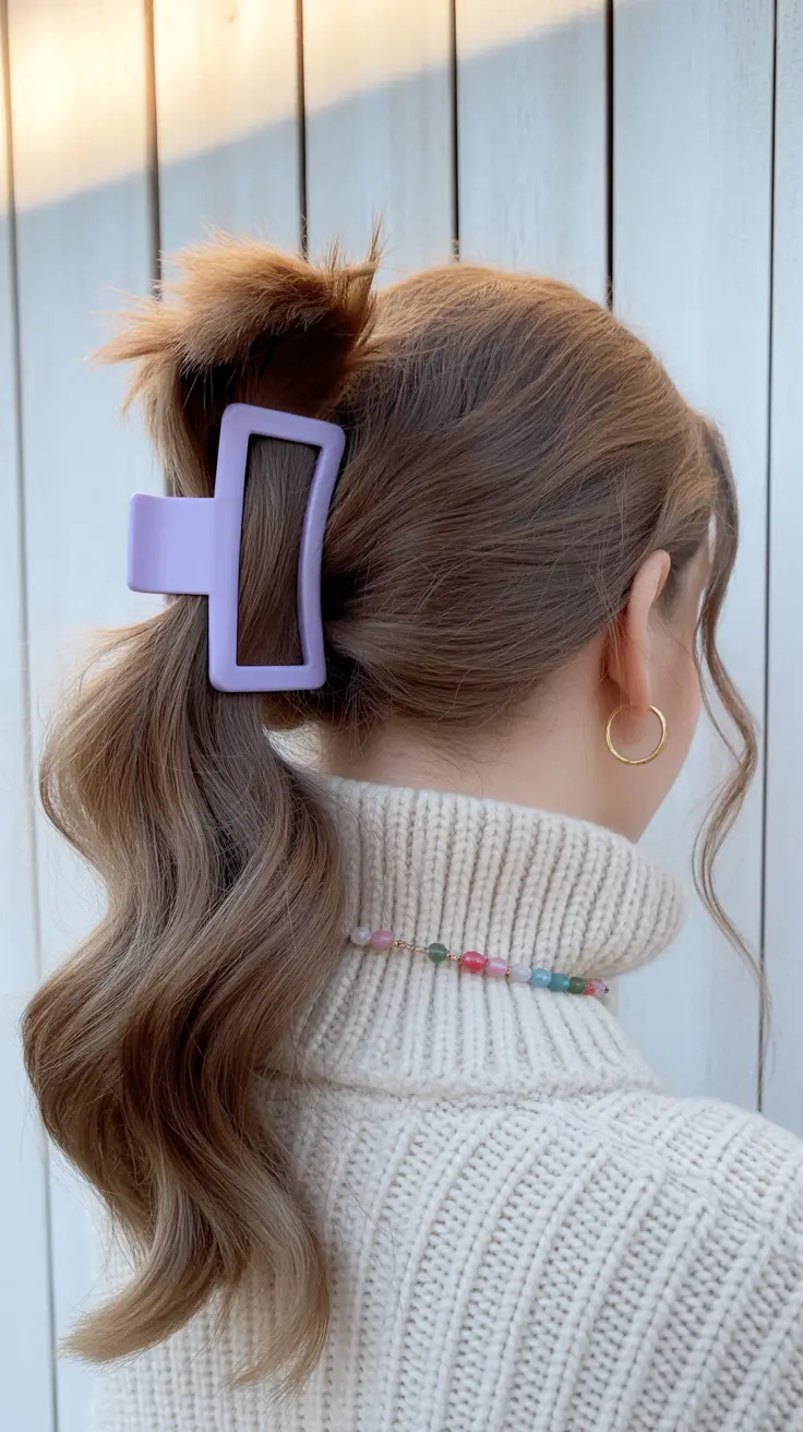 easy spring haircuts 2026 Relaxed Claw Clip Pony