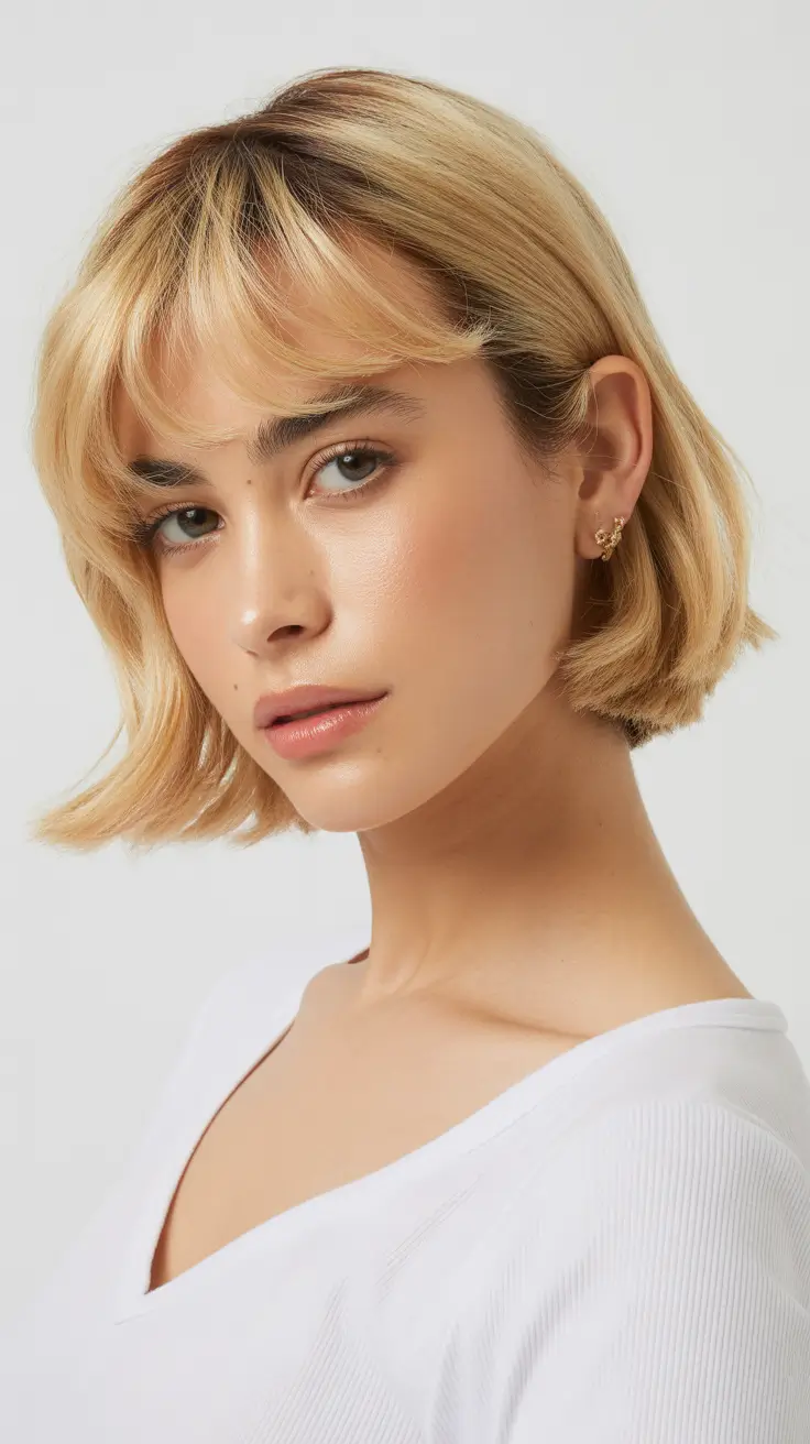 easy spring short haircut 2026 Soft Blonde Bob With Wispy Spring Bangs