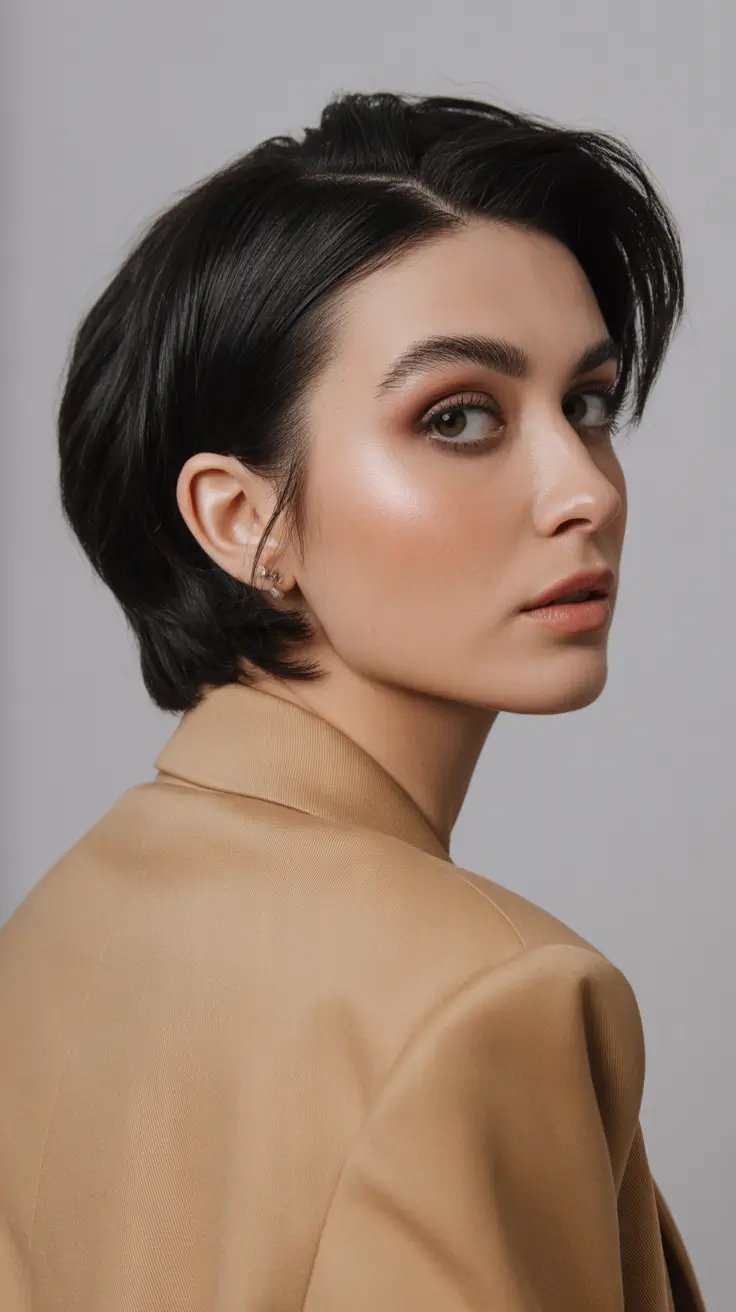 easy spring short haircut 2026 Glossy Tapered Bob With Refined Spring Ease