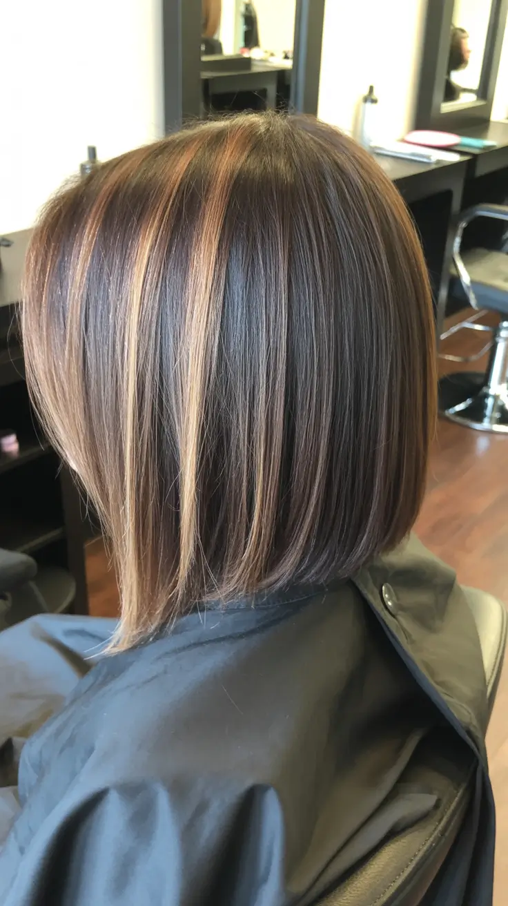 modern spring balayage hair color ideas 2026 Brunette Caramel Bob Balayage