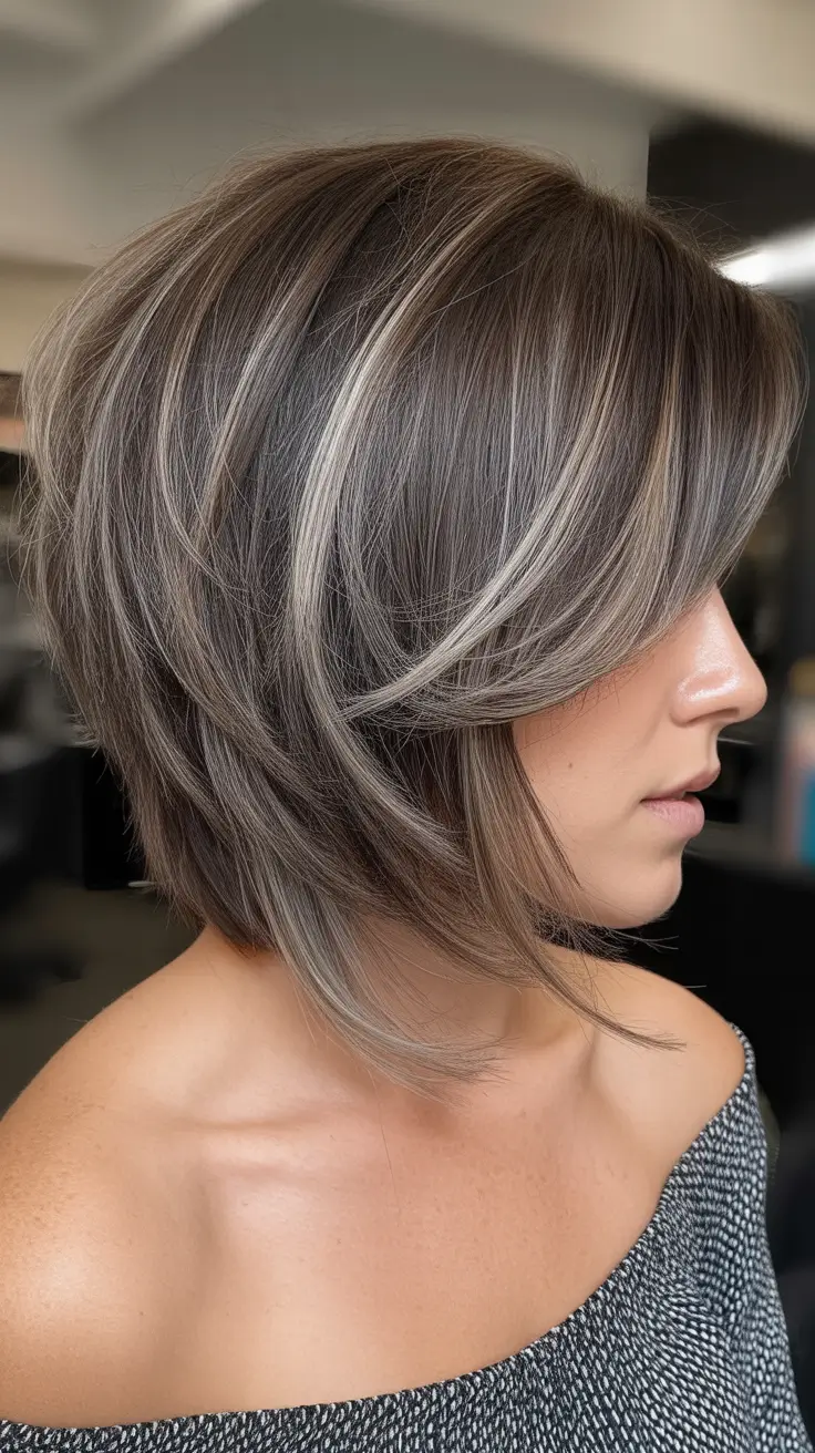 modern spring balayage hair color ideas 2026 Cool Ash Balayage for Medium Lengths
