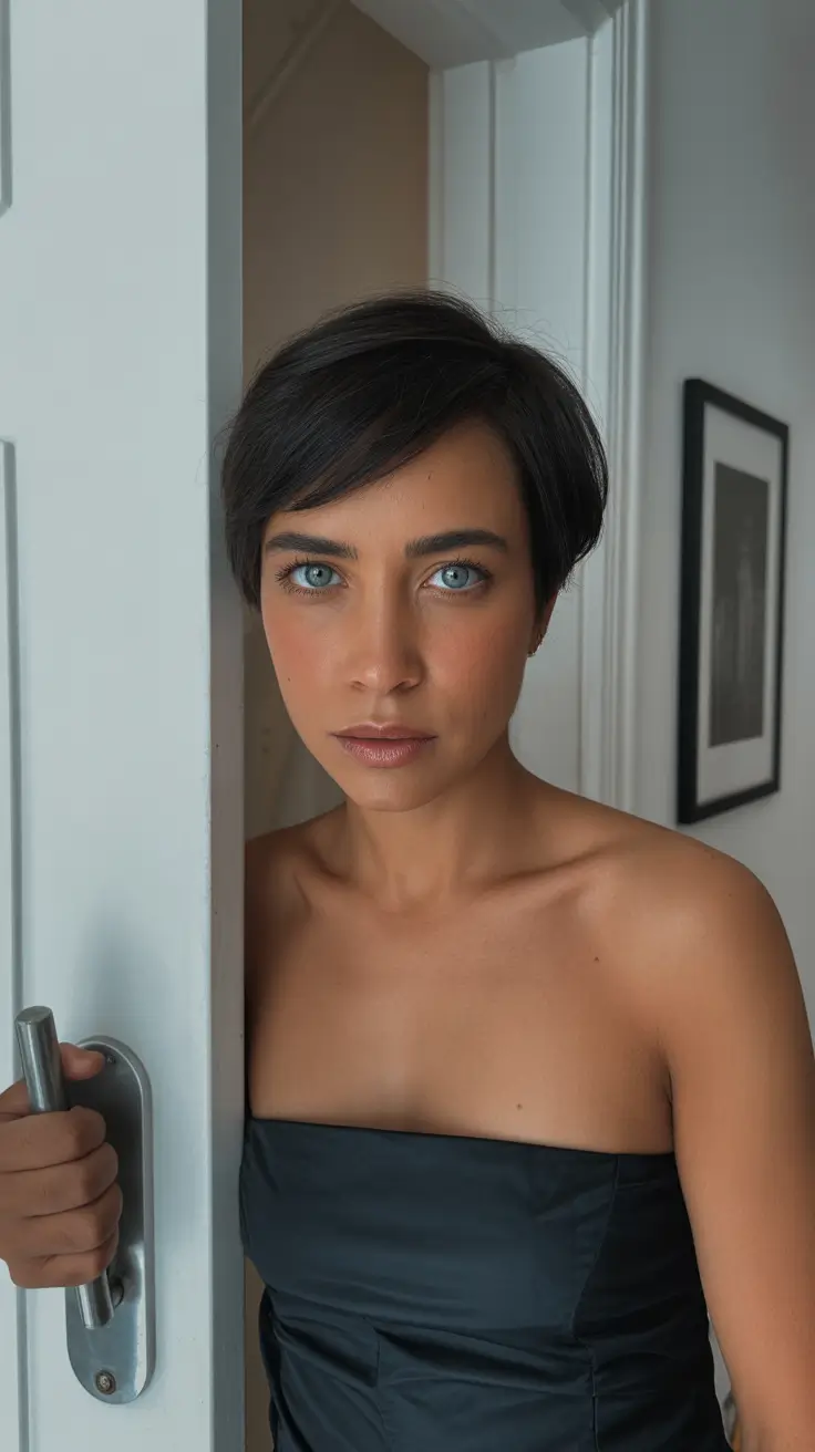 spring hair color for dark skin 2026 Soft Charcoal Pixie Sweep